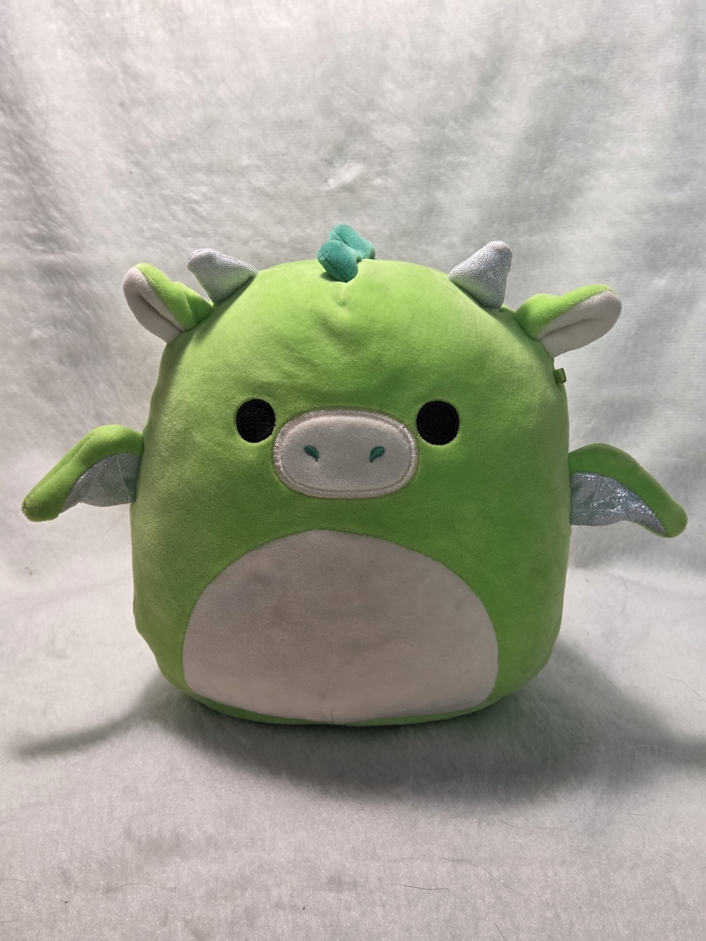 DEXTER Squishmallows 7" Green Dragon Silver Horns and Wings NO HANGTAG